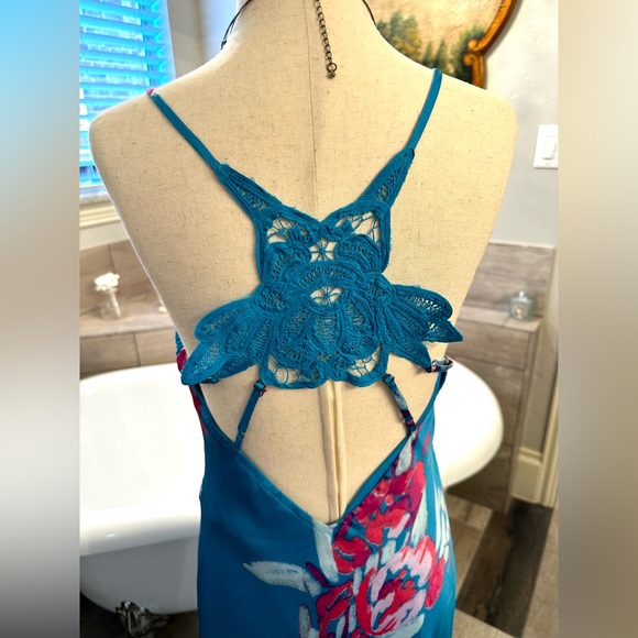 NWT Free People Gorgeous Floral Silky Slip Dress W/Embroidered Cutouts S - Picture 12 of 17